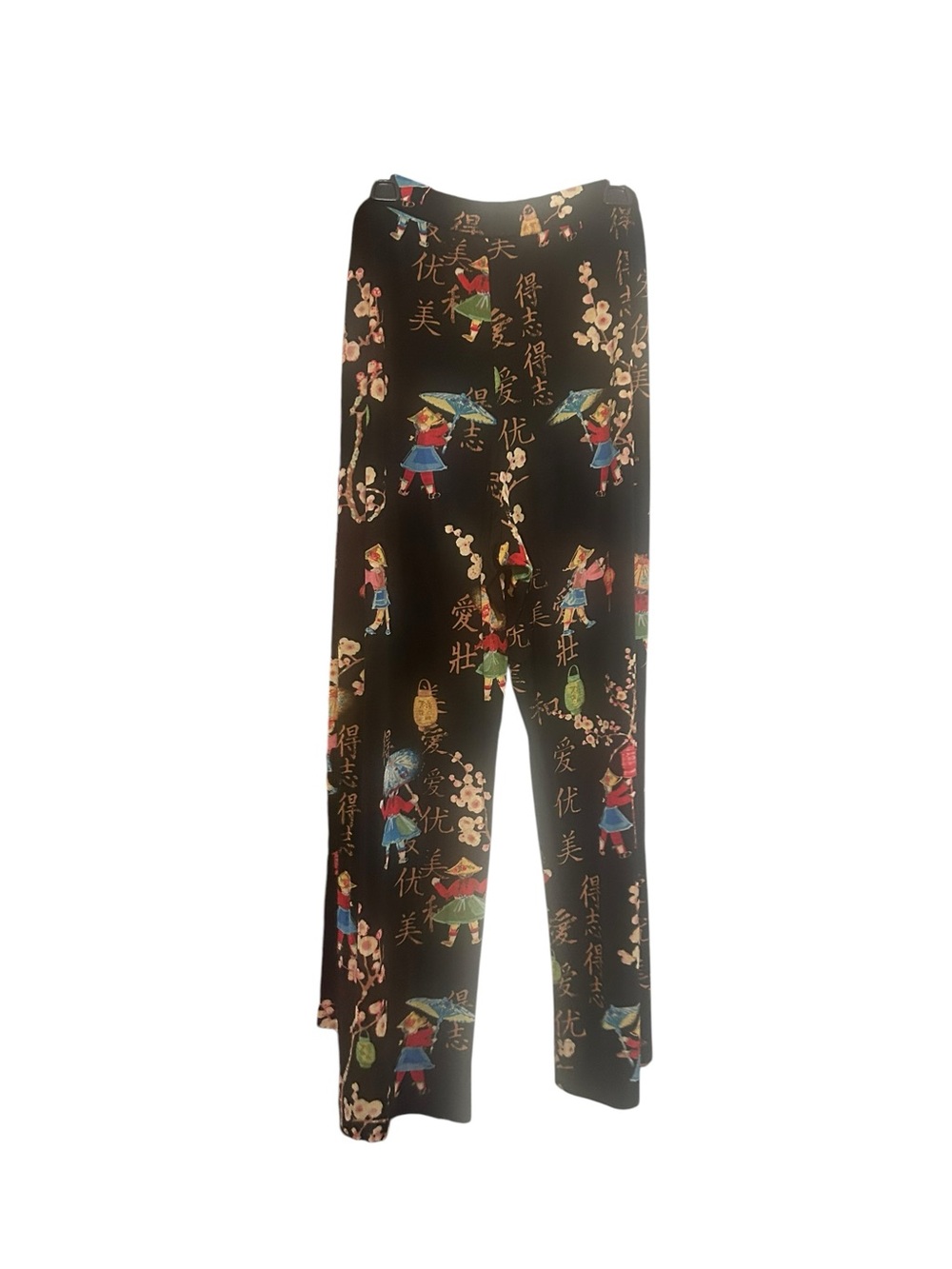 Chico's Black Pants with Multicolor Oriental Print